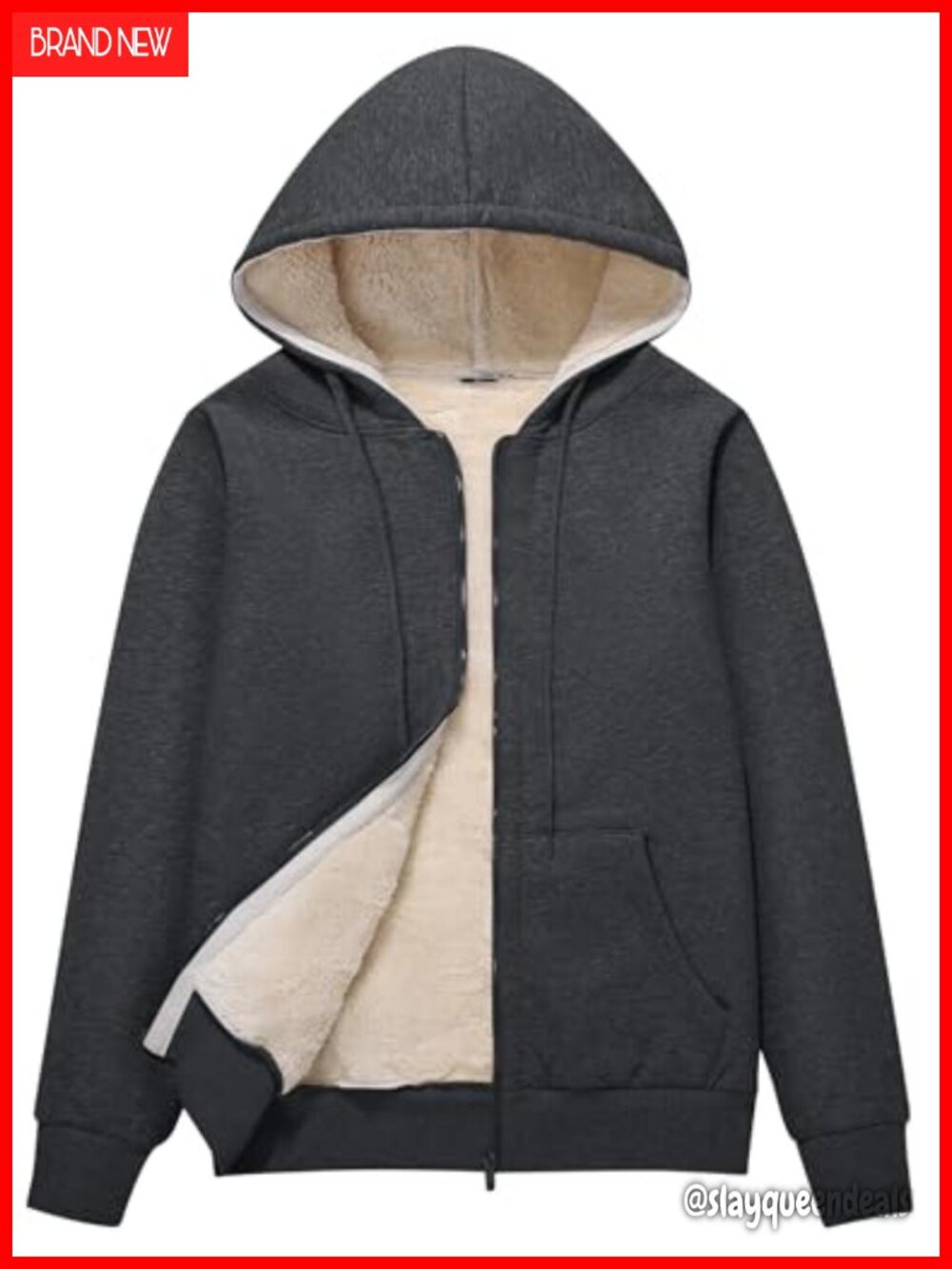 Women's Sherpa Lined Fleece Zip Up Hoodie Warm Winter Jacket